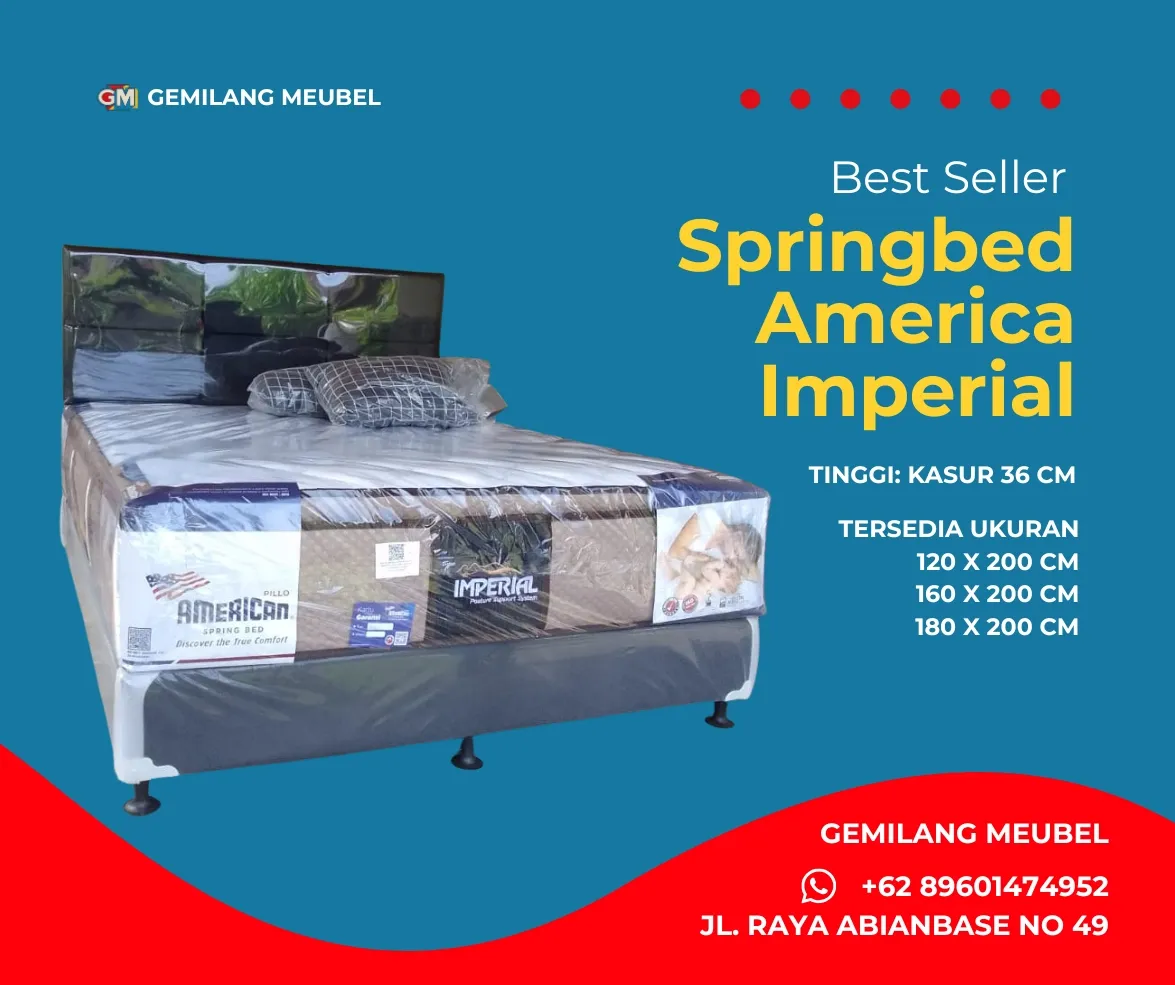 Harga Springbed America Imperial Pillo Top di Gemilang Meubel Bali
