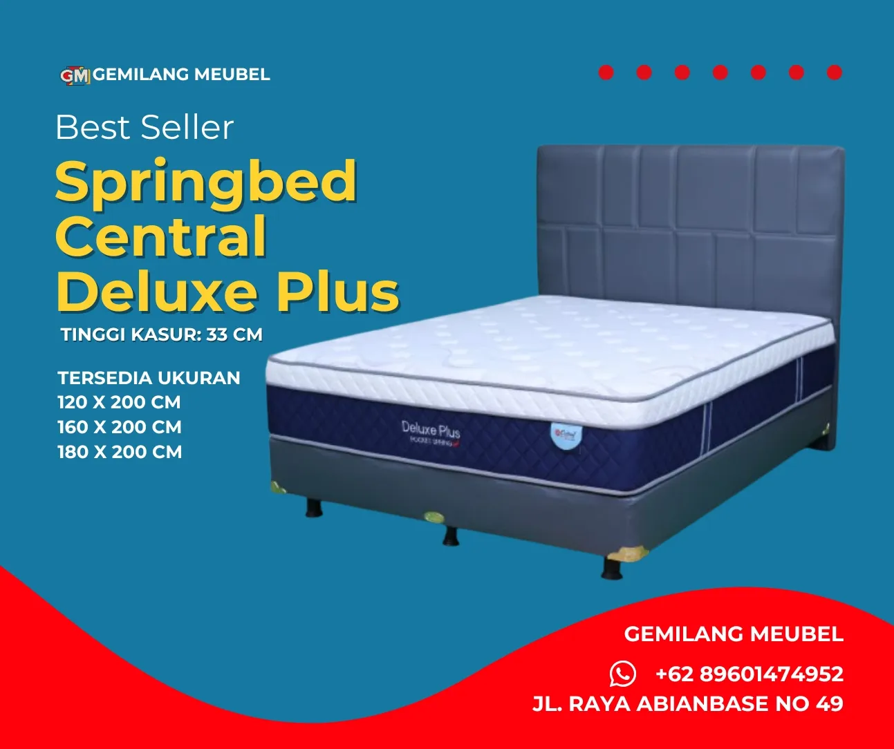 Harga Springbed Central Deluxe Plus di Gemilang Meubel Bali
