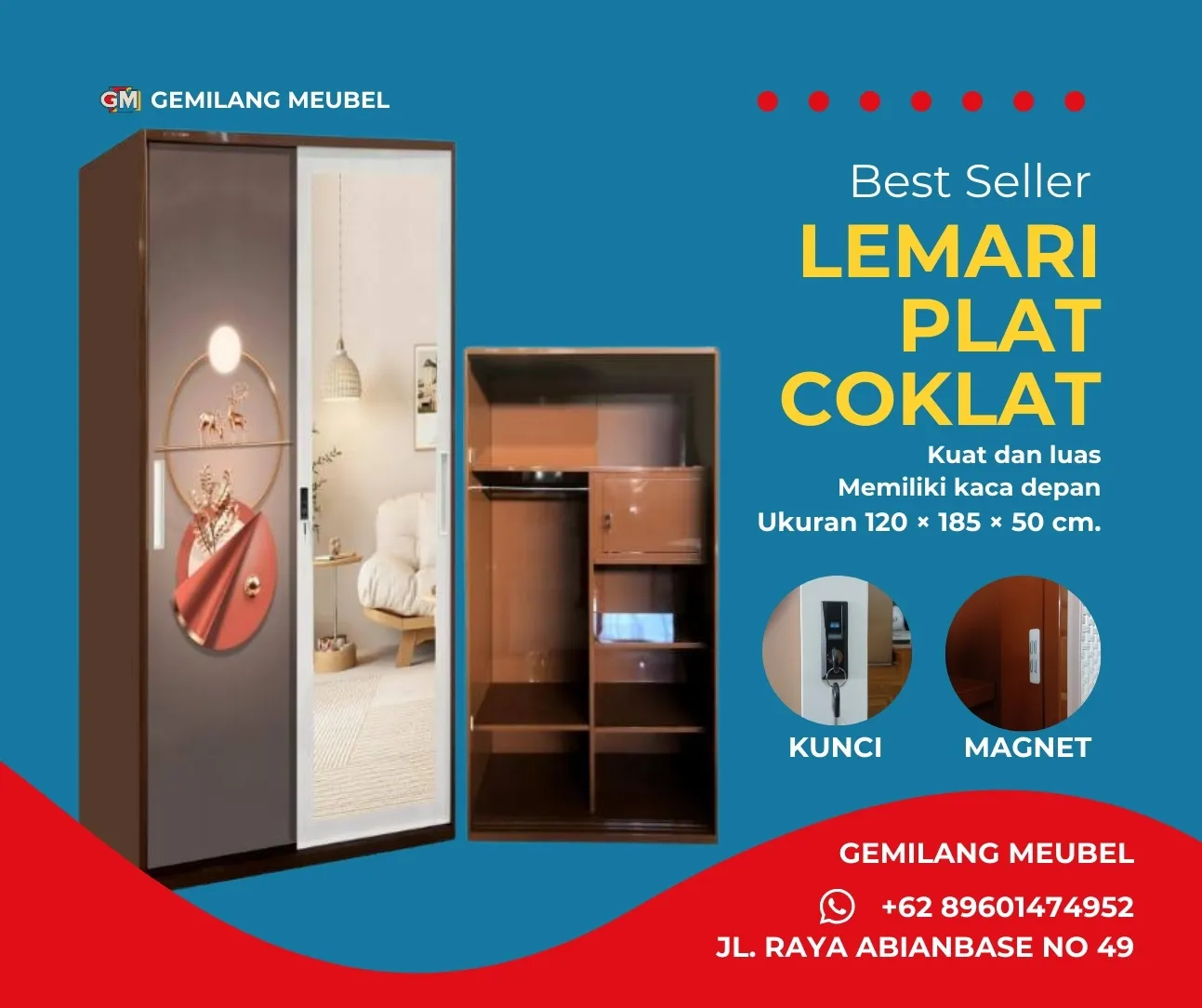 Harga Lemari Plat Besi Coklat di Gemilang Meubel Bali